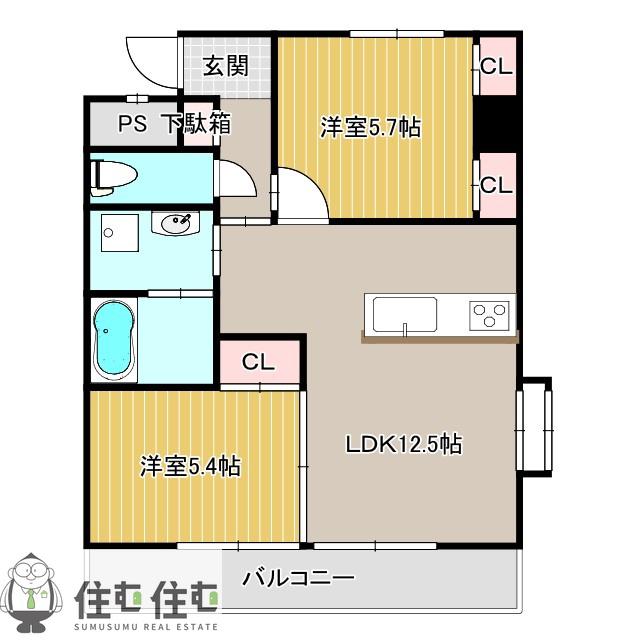 愛知環状鉄道 新豊田駅 徒歩9分 5階建 築14年(2LDK/4階)の間取り写真