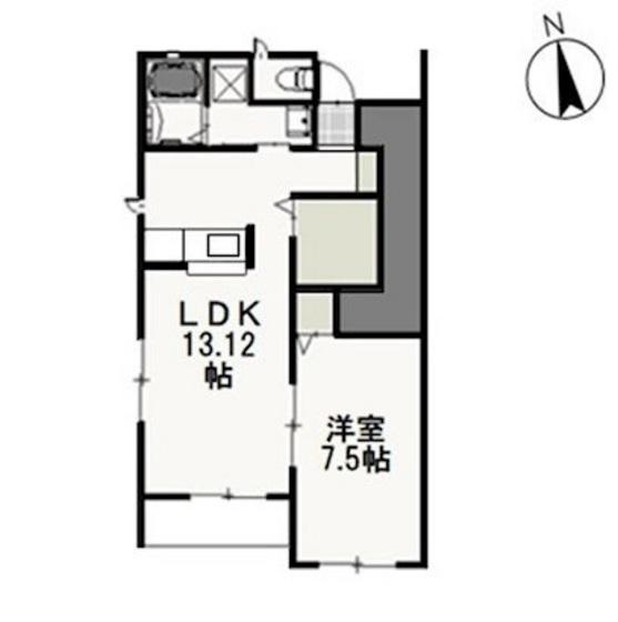 グランクレスト B(1LDK/1階)の間取り写真