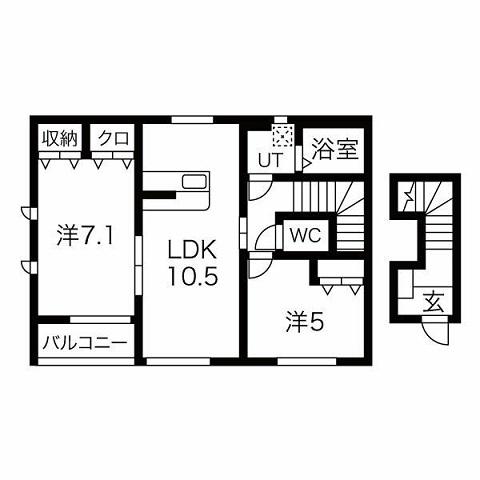 ハピネス江俣(2LDK/2階)の間取り写真