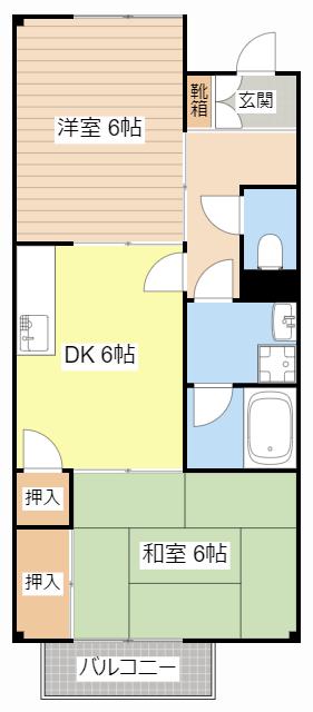 ハイツKII(2DK/2階)の間取り写真