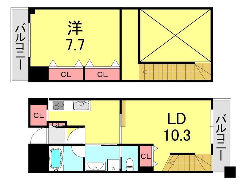 アーバネックス神戸駅前(1LDK/12階)の間取り写真