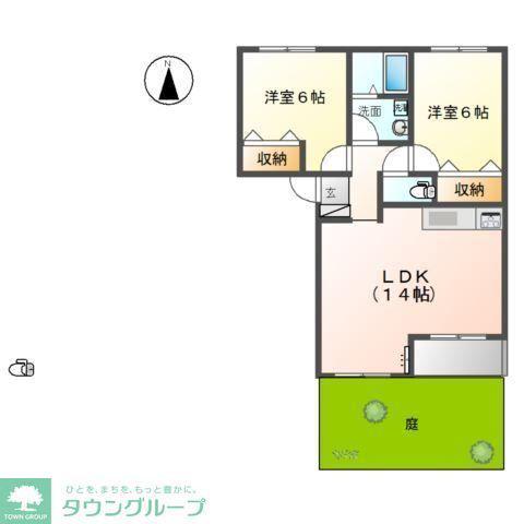 ロワ・ソレイユII(2LDK/1階)の間取り写真
