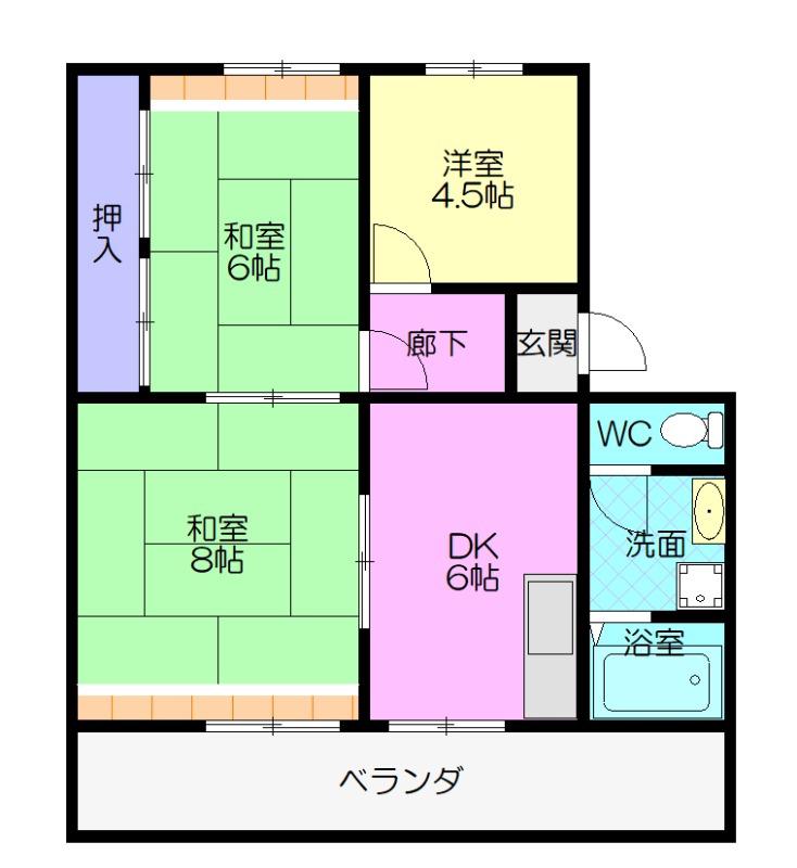 北町マンション(3DK/2階)の間取り写真