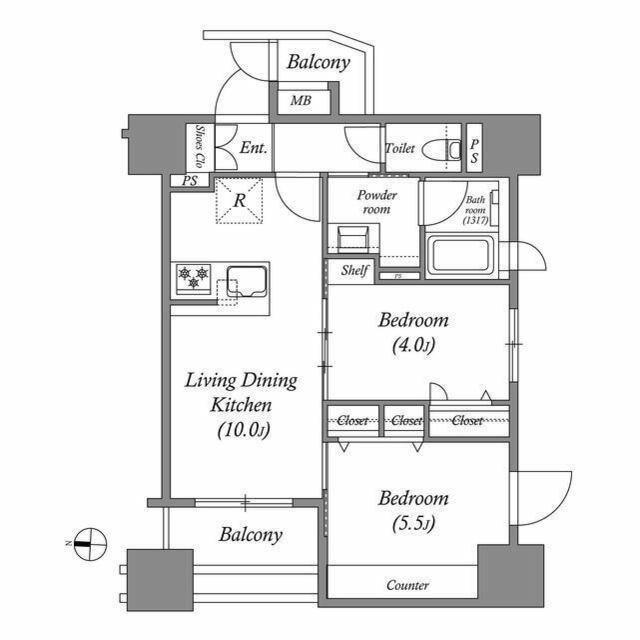ACP RESIDENCE 中野新橋(2LDK/3階)の間取り写真