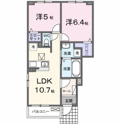 ロイヤル オーク(2LDK/1階)の間取り写真