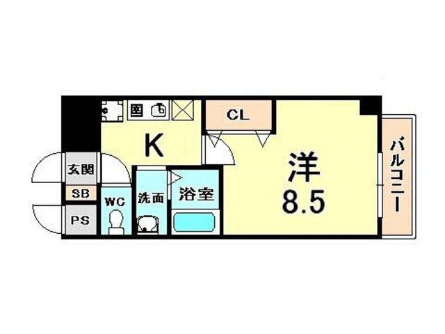 クレセールTWO(1K/4階)の間取り写真