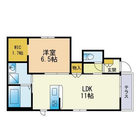 グランメール住吉(1LDK/1階)の間取り写真