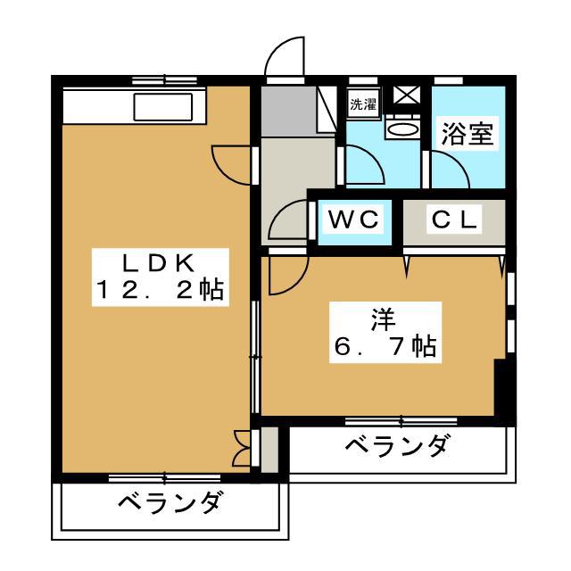 第1園部コーポ(1LDK/1階)の間取り写真