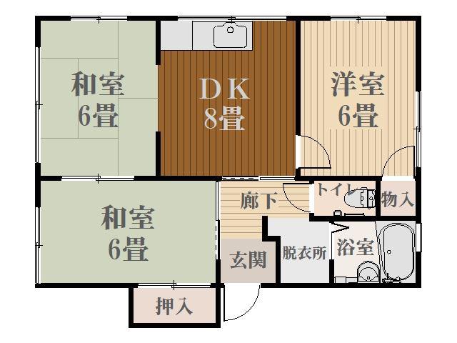 エクセル中島(3DK/1階)の間取り写真