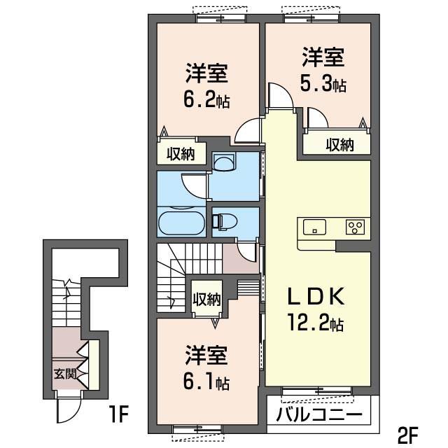 モカハイムA(3LDK/2階)の間取り写真