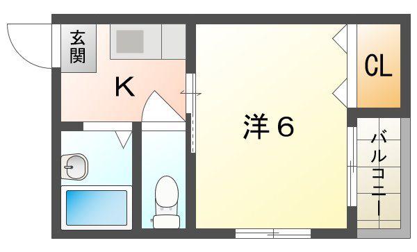 エルシャローム滝井(1K/4階)の間取り写真