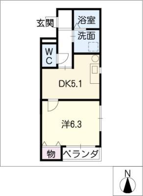 クリアコート(1DK/2階)の間取り写真