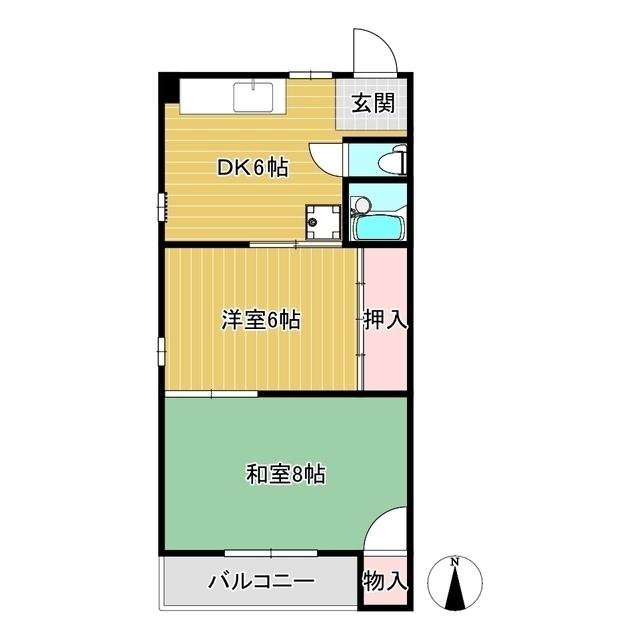 カレント沼(2DK/4階)の間取り写真