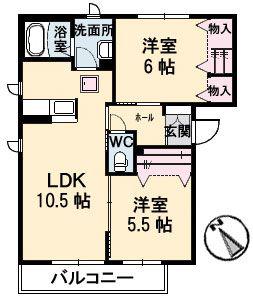 グランステージ(2LDK/1階)の間取り写真