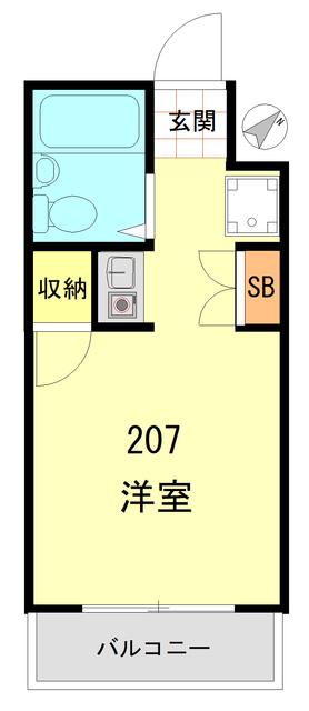 ペガサスマンション渋谷本町(ワンルーム/2階)の間取り写真