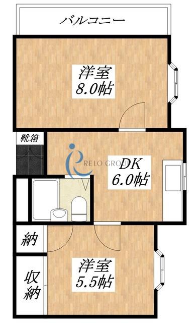 シャトー第1平野(2DK/3階)の間取り写真