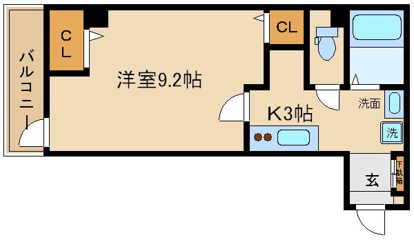 祇園ケントビル(1K/3階)の間取り写真