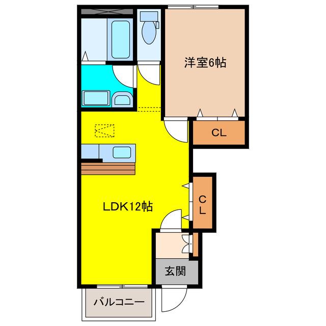 アシューレ五郎丸(1LDK/1階)の間取り写真
