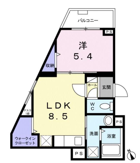 GLANZ(1LDK/2階)の間取り写真