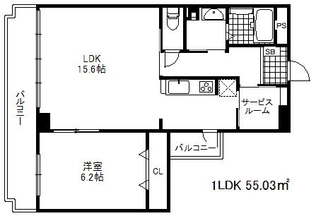 ミリオンベル神戸(1LDK/6階)の間取り写真