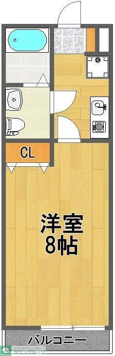 フラットテン(1K/2階)の間取り写真