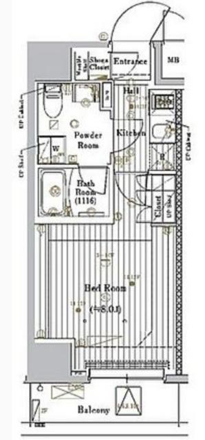 プレール・ドゥーク住吉IV(1K/9階)の間取り写真