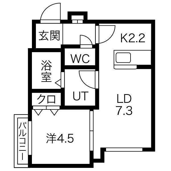 ASSO LUSSO ASABU(1LDK/4階)の間取り写真