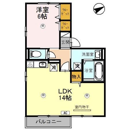 グラースシェリー(1LDK/2階)の間取り写真