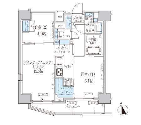 パークアクシス東上野(2LDK/13階)の間取り写真