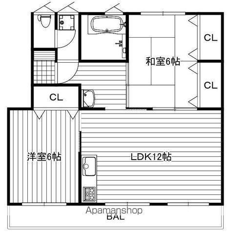 仁田脇マンション(2LDK/4階)の間取り写真
