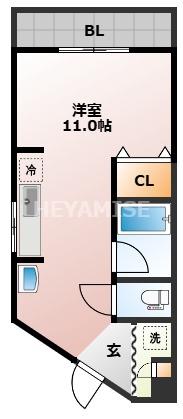 パオ諏訪(ワンルーム/1階)の間取り写真