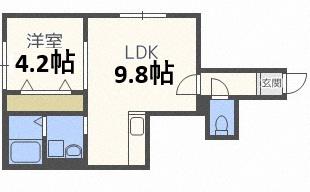 ORNIS南ヶ丘(1LDK/1階)の間取り写真
