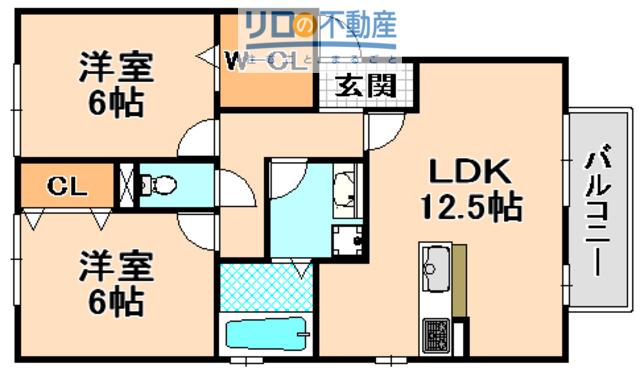 MODESTY A棟(2LDK/2階)の間取り写真