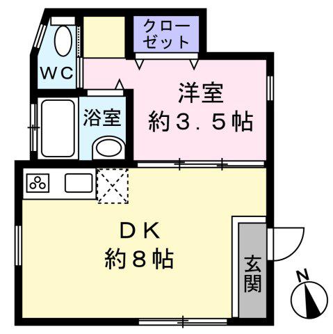 STUDIO ZAGARE(1DK/1階)の間取り写真