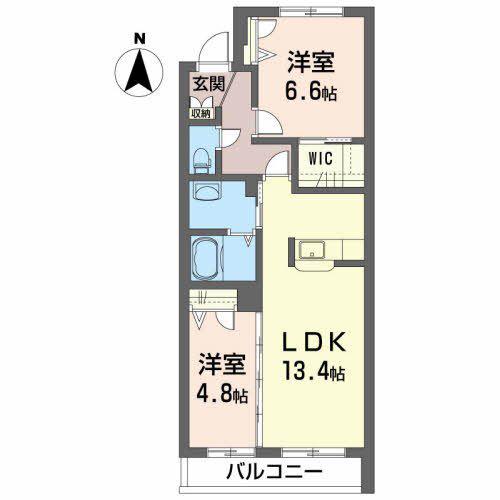 MAISON・MAST売市A(2LDK/1階)の間取り写真