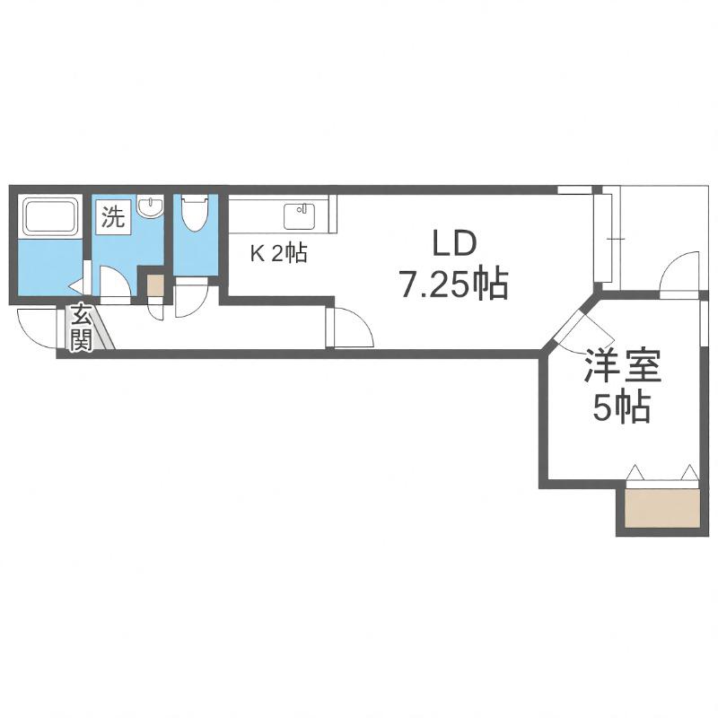 リネール川下(1LDK/2階)の間取り写真