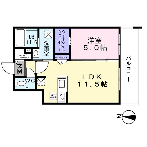 AKATSUKI(1LDK/1階)の間取り写真