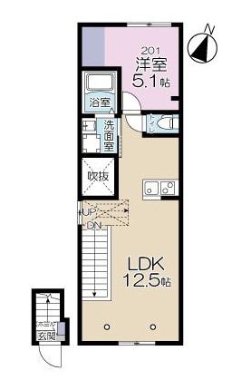 エスパシオ東小岩(1LDK/2階)の間取り写真