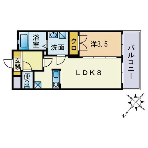 GFビル(1LDK/5階)の間取り写真