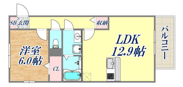 ペルルⅡ(1LDK/1階)の間取り写真