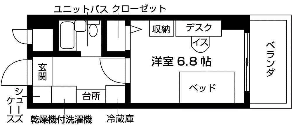 学生会館ゼファー(1K/4階)の間取り写真