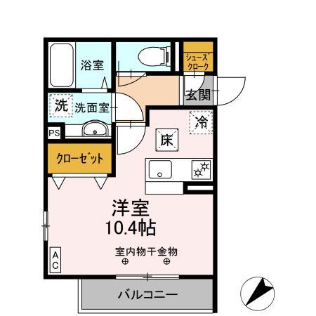 ザフラッツヒヨシ(ワンルーム/1階)の間取り写真