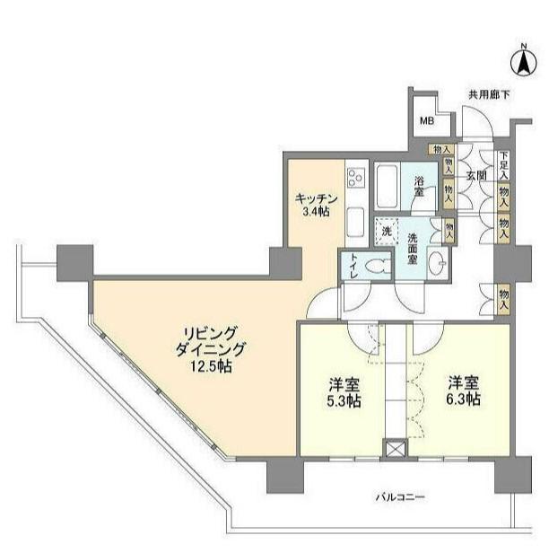 豊洲シエルタワー(2LDK/9階)の間取り写真