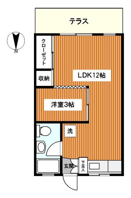 ビッグフィールド(1LDK/1階)の間取り写真