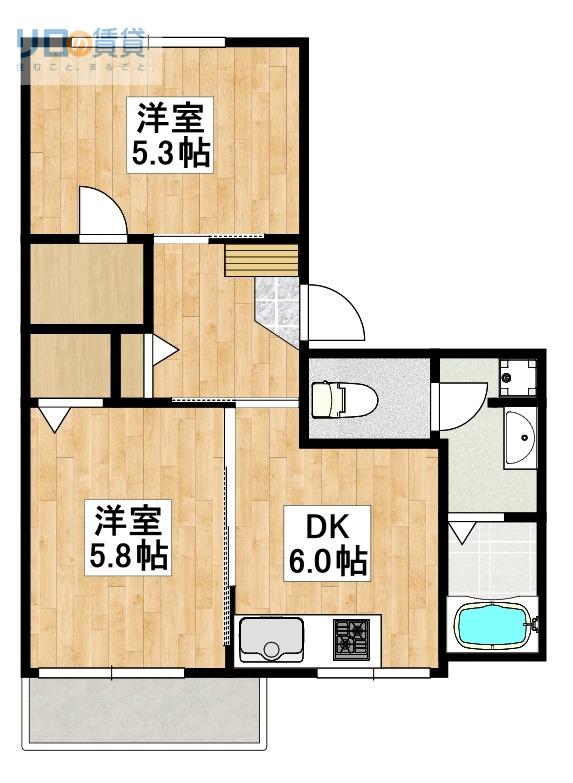 フレグランス宝塚(2DK/1階)の間取り写真