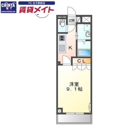 プチバイオレット(1K/1階)の間取り写真