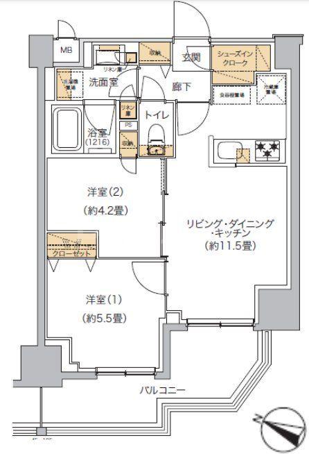 リビオメゾン南砂町(2LDK/3階)の間取り写真
