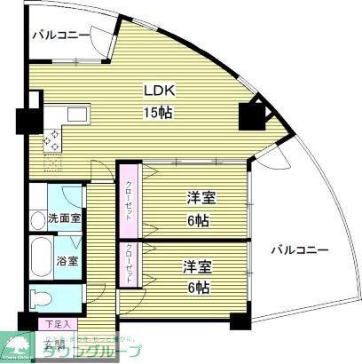 クリスタルタワー(2LDK/7階)の間取り写真
