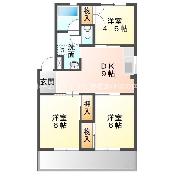 第一橋本マンション(3DK/3階)の間取り写真