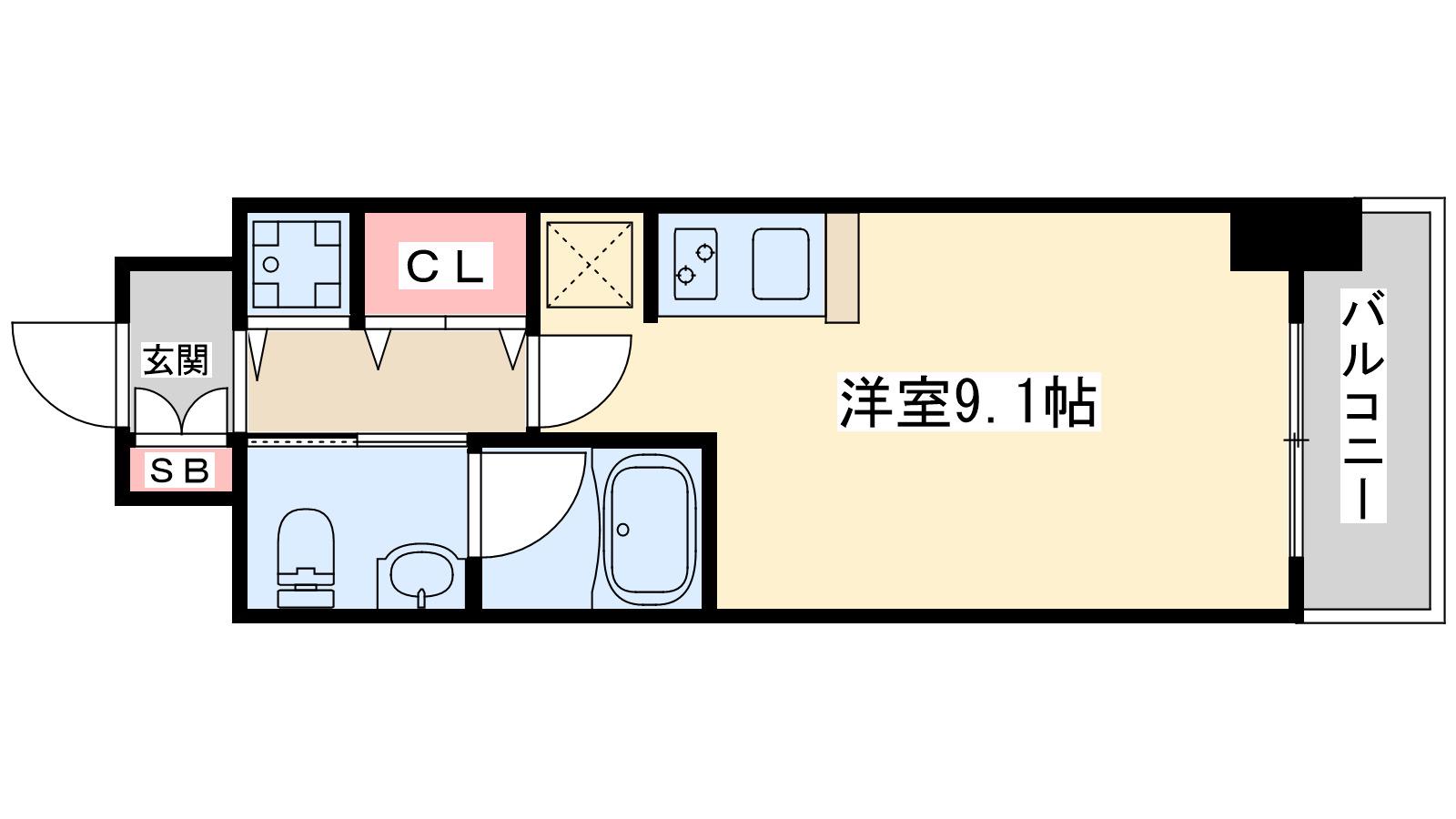 ISM谷町六丁目(ワンルーム/12階)の間取り写真